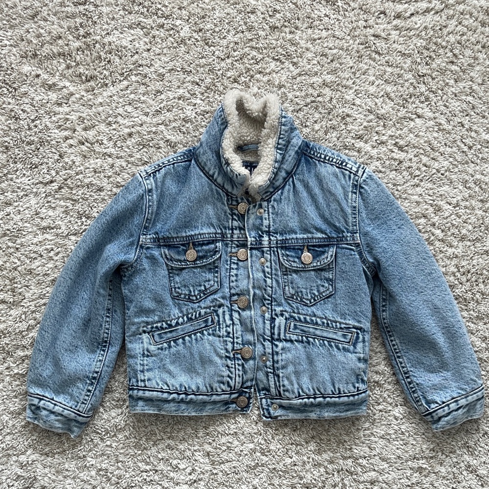 GAP Girls Light Blue Denim Jacket with a Sherpa Liner